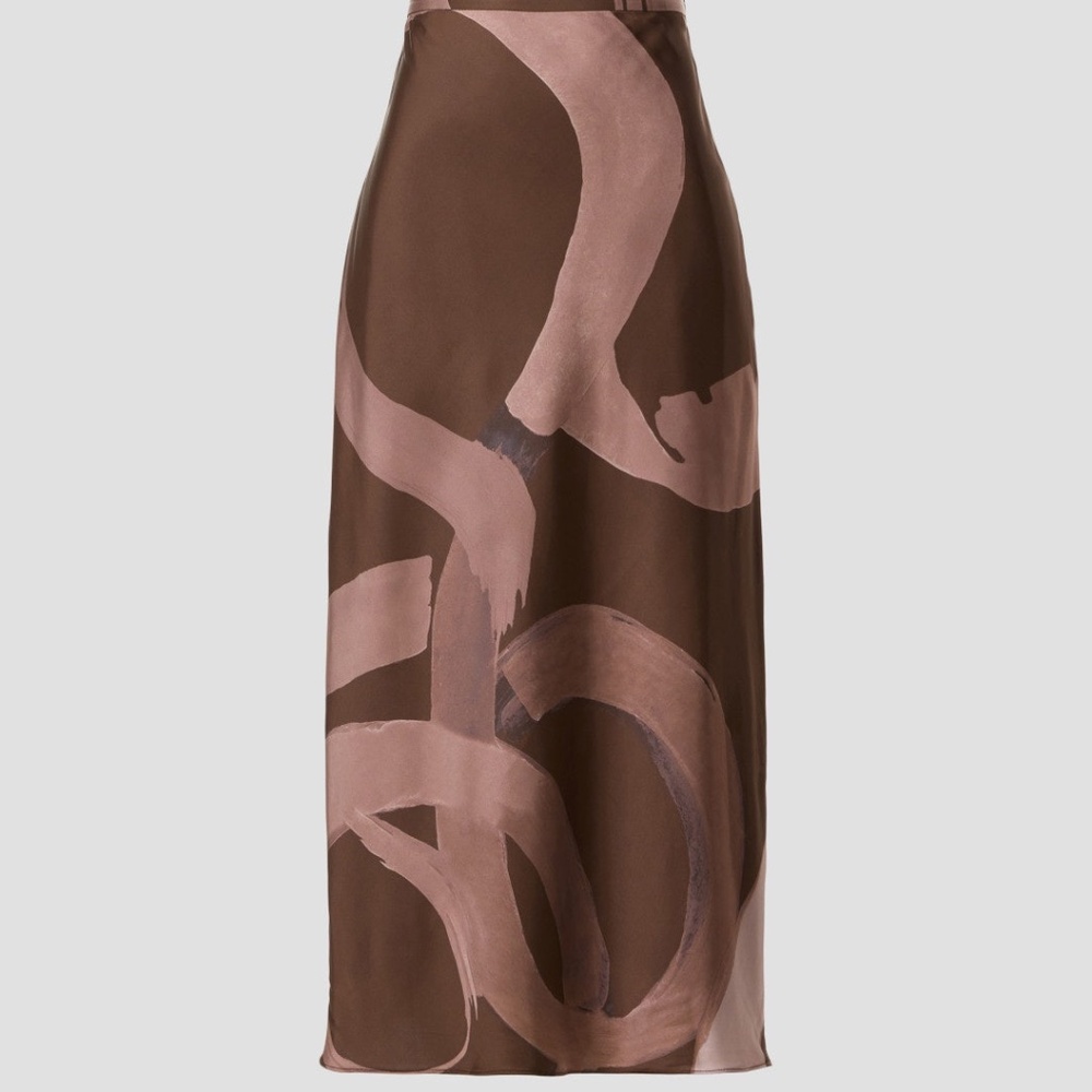 Slate & Willow Abstract Satin Slip Skirt, L - Picture 3 of 12